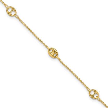 10K Gelbgold Marine Glieder 5-station Plus Verlängerung Total Kette Fußkettchen