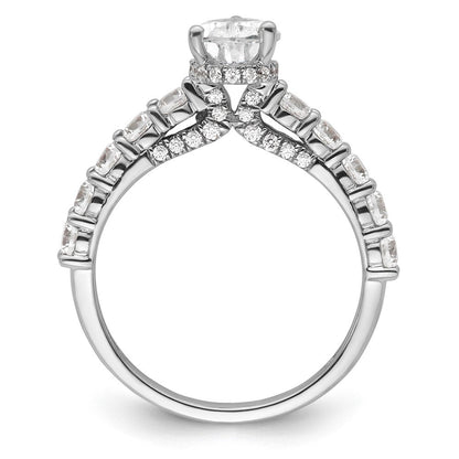 14K Weißgold Verlobungsring mit 2K Labor-gezüchtetem Diamant, VS/SI+ G+, Birnenschliff, komplett