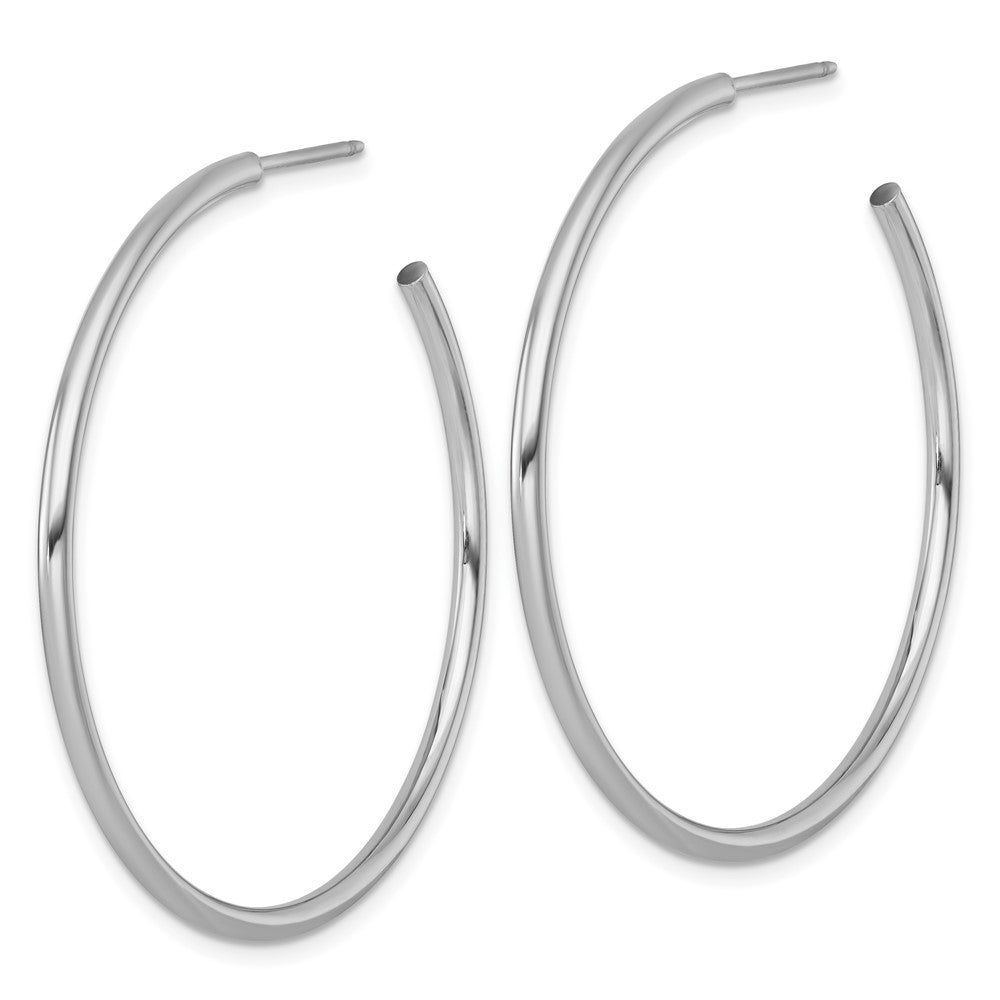 14K Weißgold Poliert 2.0 X 45mm Röhre C-hoop Ohrstecker