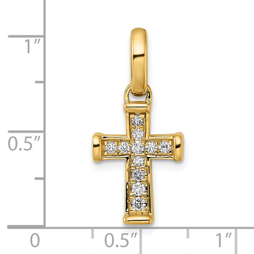 14K Gelbgold kleiner Diamant-Kreuzanhänger „Latin Cross", 0,2 ct