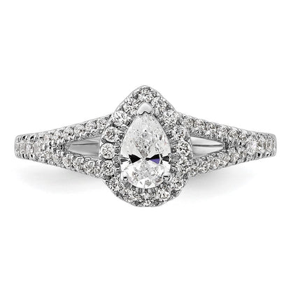 14K Weißgold Verlobungsring mit birnenförmigem Diamant