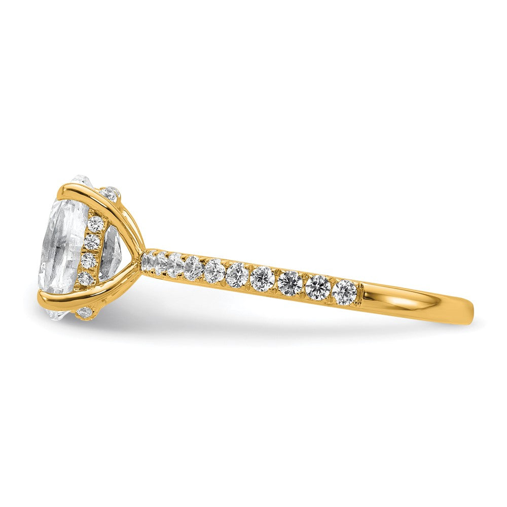 14K Gelbgold Verlobungsring mit 1,875 Karat zertifiziertem, im Labor gezüchtetem Diamanten VS+ F+ im Oval-Schliff, Solitär mit Flair-Fassung