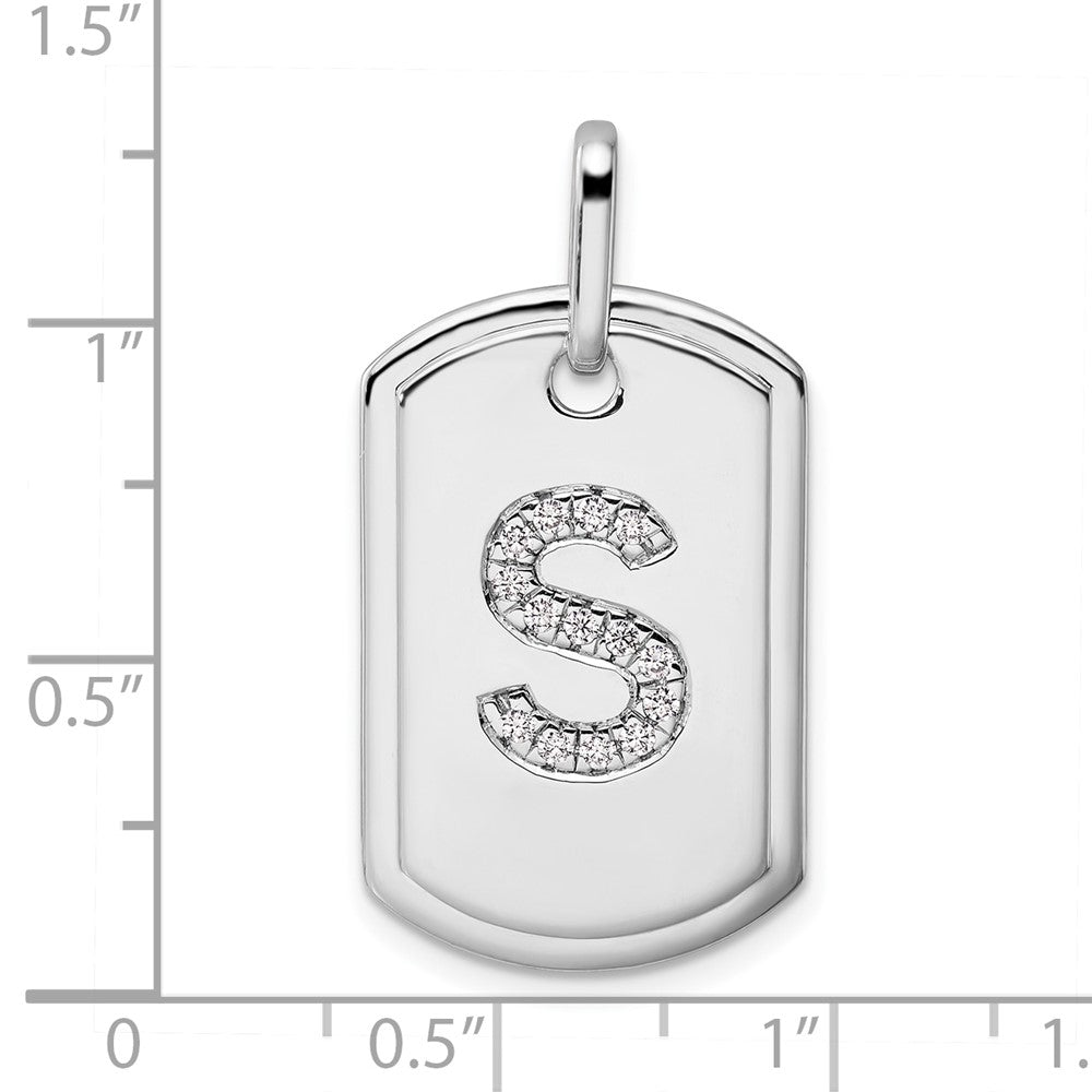 14K Weißgold Diamant-Initial-„S"-Erkennungsmarken-Charm