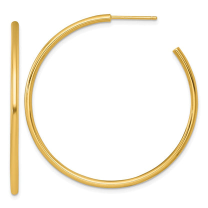 14K Gelbgold Poliert 2.0 X 45mm Röhre C-hoop Ohrstecker