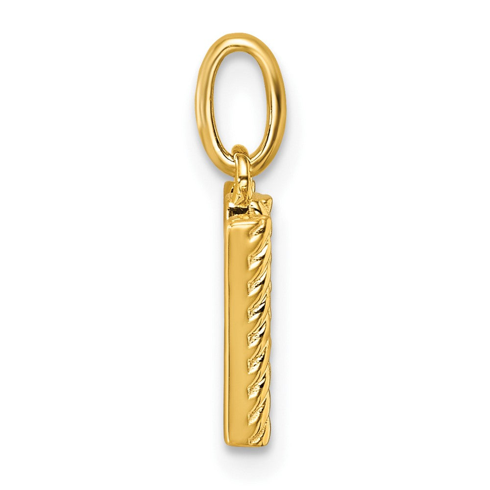 14K Gelbgold gedrehter Charm mit Diamant-Initiale „W", 0,05 ct