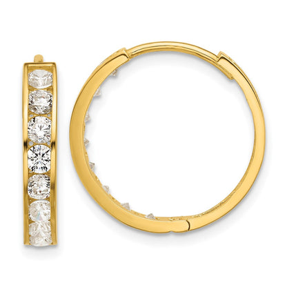 14K Gelbgold Poliert Zirkonia 4x20mm Huggie Creolen