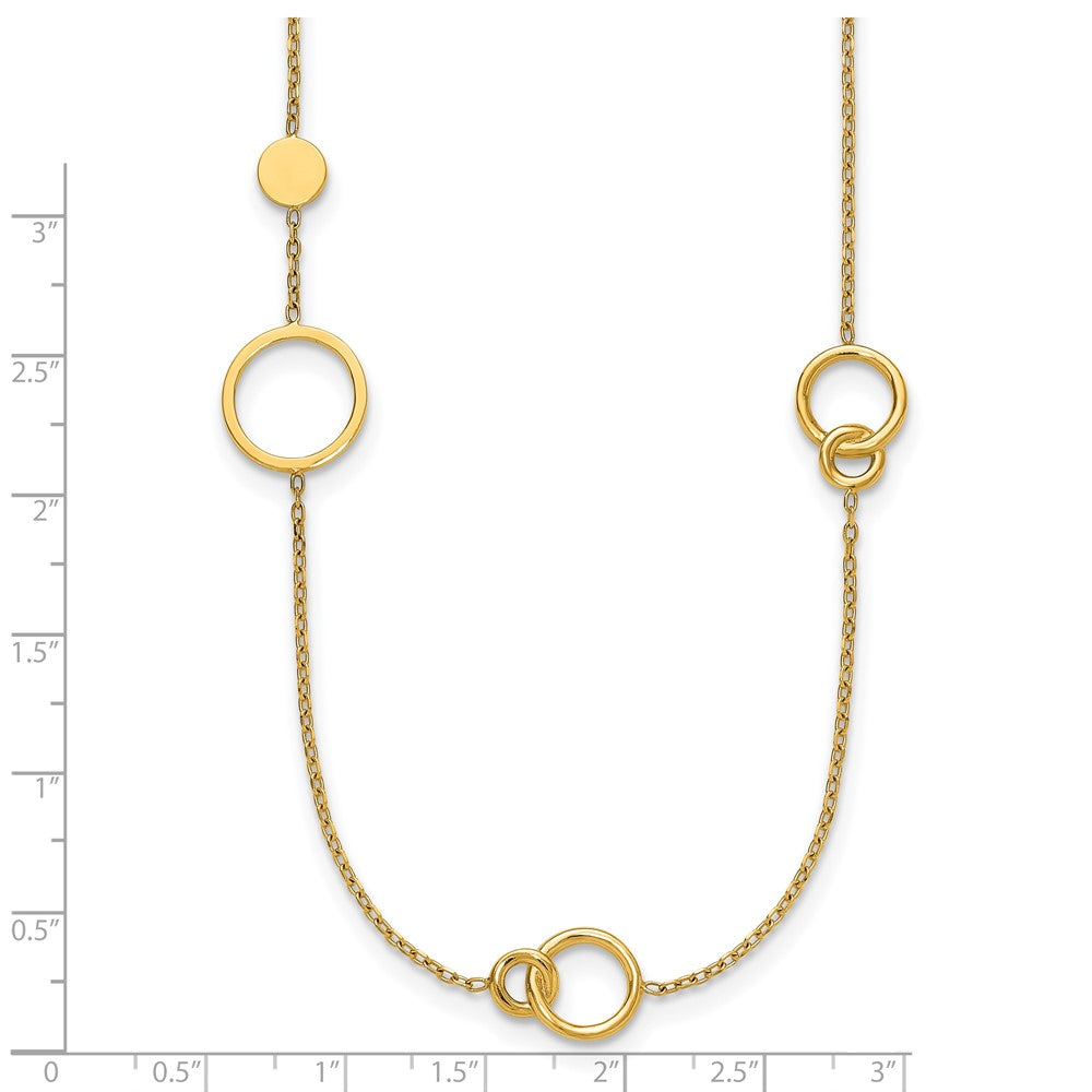 14K Gelbgold Poliert Kreis und Kette Muster 25.5 Zoll Halskette