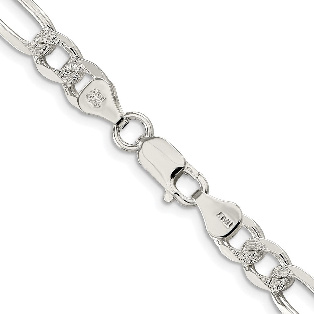 Sterlingsilber Rhodiniert 6.75mm Pavé‚ Flach Figaro Halskette