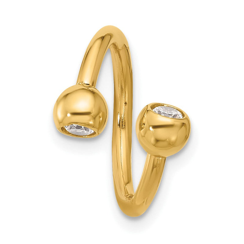 14K Gelbgold 14 Stärke Poliert Zirkonia Cartilage Ring