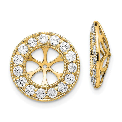 14K Gelbgold Diamant-Kreis-Ohrring-Jackets, 1K