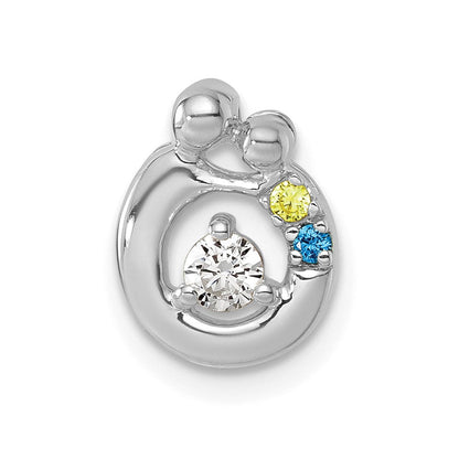 14K Weißgold 2 Echt Geburtsstein und Diamant. Mutter/child Kette Anhänger