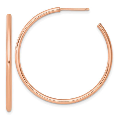 14K Roségold Poliert 2.0 X 40mm Röhre C-hoop Ohrstecker