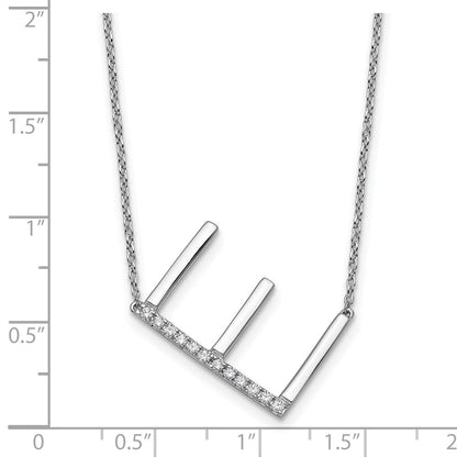 14K Weißgold Seitlich Diamant Initiale E 18 Zoll Halskette
