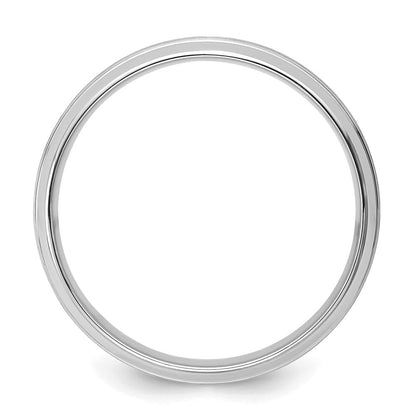 14K Weißgold 6 mm leichter Ehering mit Komfort-Passform, gebürstetem Satin-Finish und Linienkante