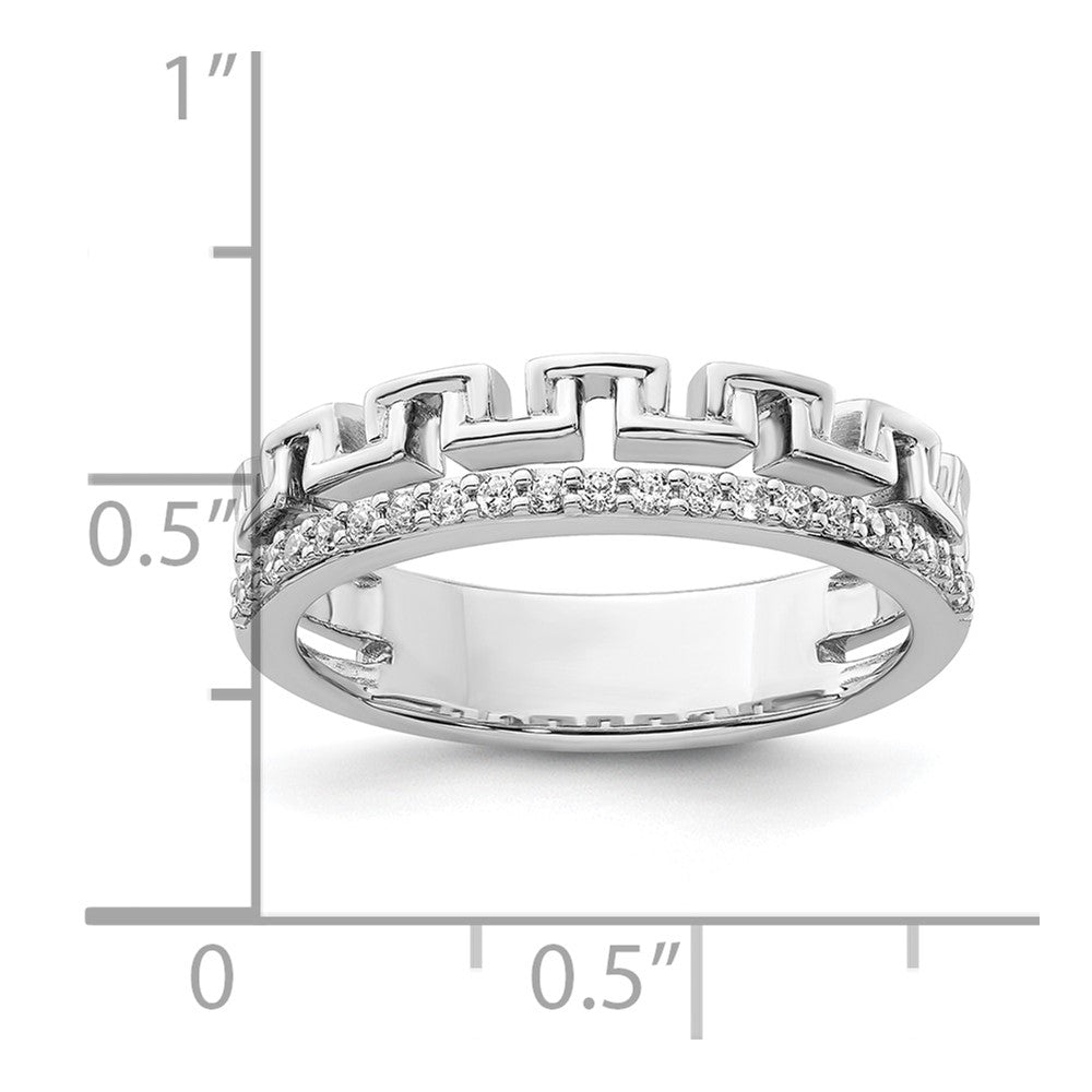 14K Weißgold Modering mit poliertem Diamant und Doppelehering