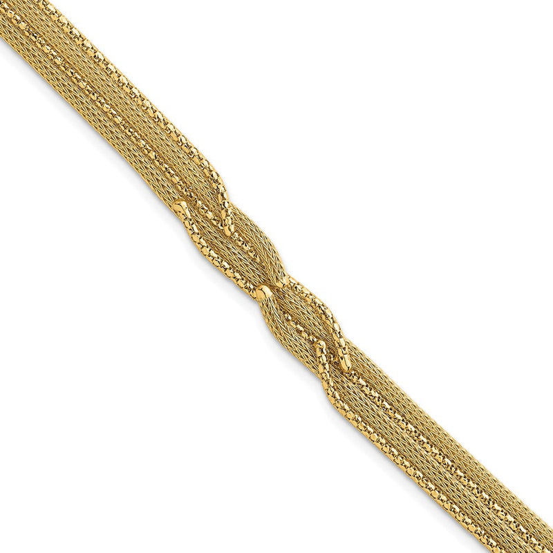 14K Gelbgold Strukturiert Geflochten Netz Fantasie Gliederarmband