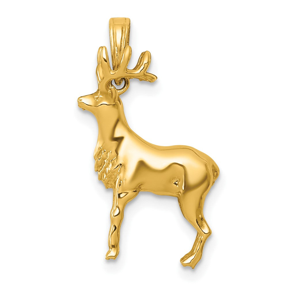 14K Gelbgold Polierter 3-D Rentier-Charm