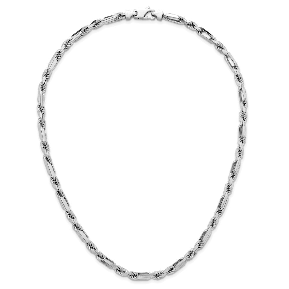 Sterlingsilber Rhodiniert Poliert 5.5mm Figaro Kordel Kette 20 Zoll Halskette