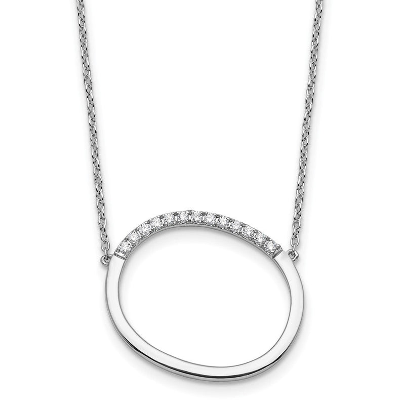 14K Weißgold Seitlich Diamant Initiale O 18 Zoll Halskette