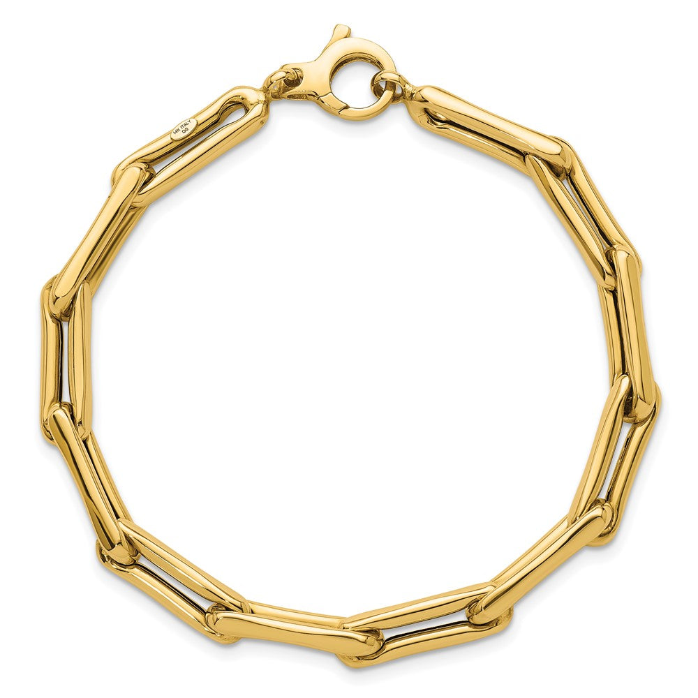14K Gelbgold Poliert 5.7mm Fantasie Lang Glieder Gliederarmband