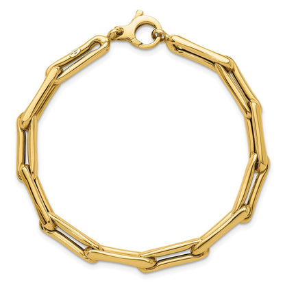 14K Gelbgold Poliert 5.7mm Fantasie Lang Glieder Gliederarmband