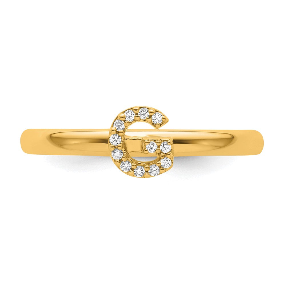 14K Gelbgold Stapelbar Diamant Initiale G Größe 7 Ring