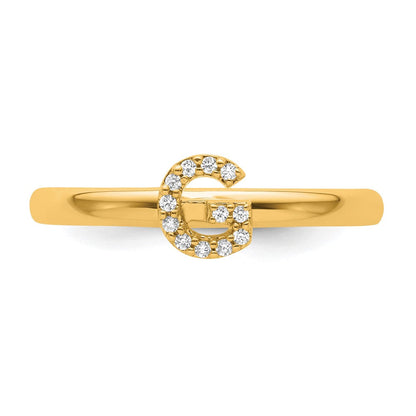 14K Gelbgold Stapelbar Diamant Initiale G Größe 7 Ring