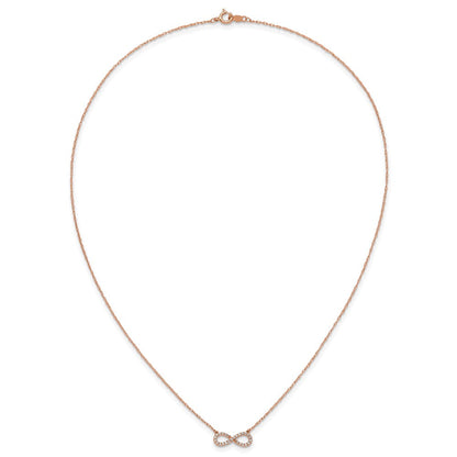 14K Roségold Poliert 1/6 Karat Diamant Unendlichkeit Symbol 18 Zoll Halskette