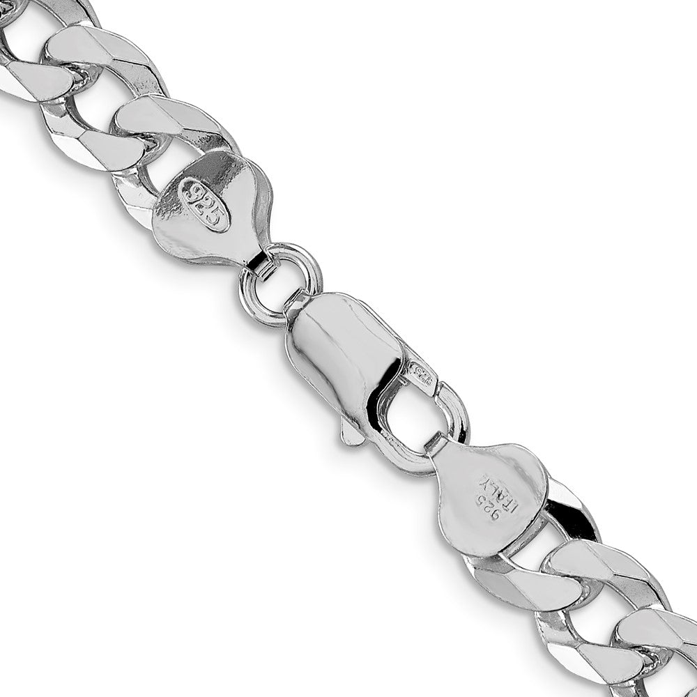 Sterlingsilber Rhodiniert 8.5mm Abgeschrägt Panzer 26 Zoll Kette