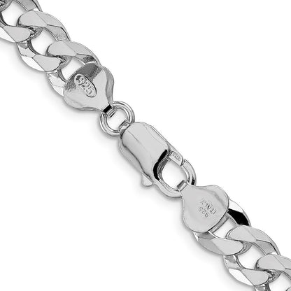 Sterlingsilber Rhodiniert 8.5mm Abgeschrägt Panzer 26 Zoll Kette