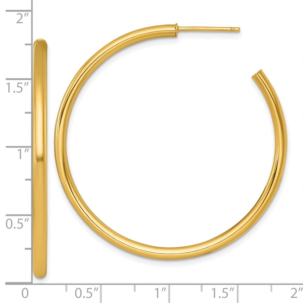 14K Gelbgold Poliert 2.5 X 45mm Röhre C-hoop Ohrstecker
