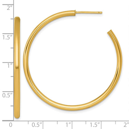 14K Gelbgold Poliert 2.5 X 45mm Röhre C-hoop Ohrstecker
