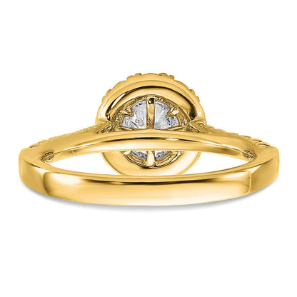 True Origin 14K Gelbgold Verlobungsring mit 1 ct. im Labor gezüchtetem Diamant VS+ F+ und komplettem Halo