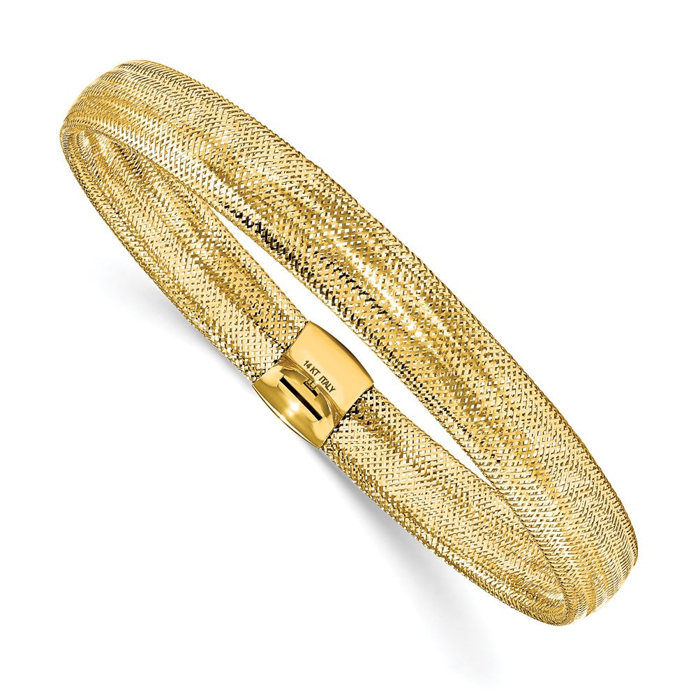 14K Gelbgold Poliert Netz Dehnbar Armband