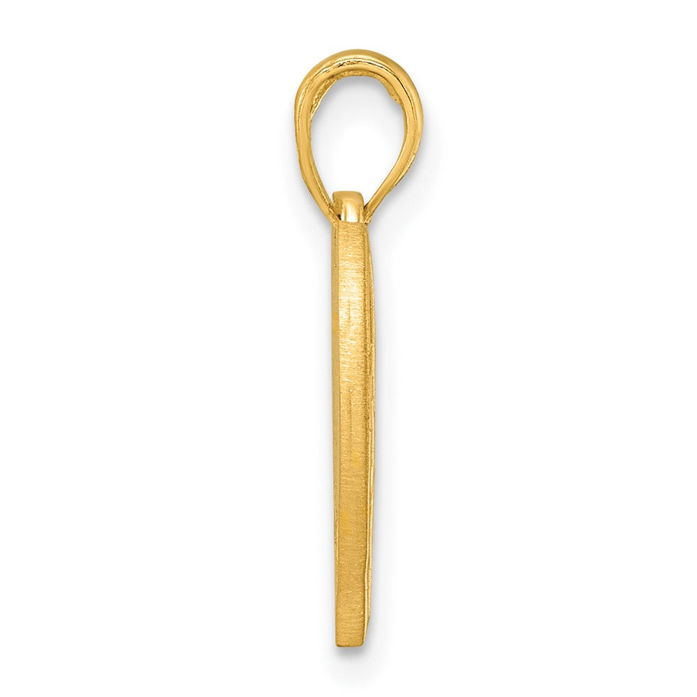 14K Gelbgold Polierter Gerillter Herz-Anhänger