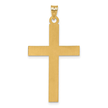 14K Gelbgold Lasergraviert Geätzt Kreuz Charm