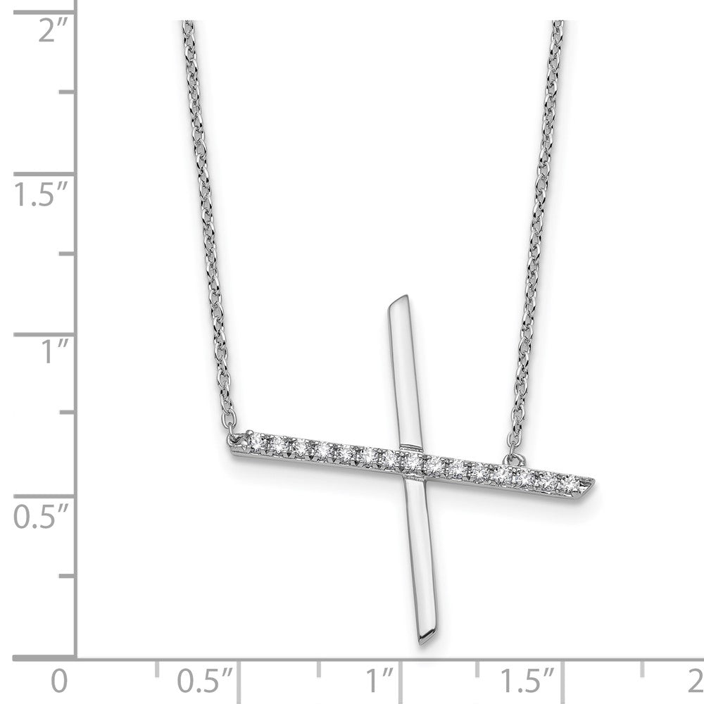 14K Weißgold Seitlich Diamant Initiale X 18 Zoll Halskette