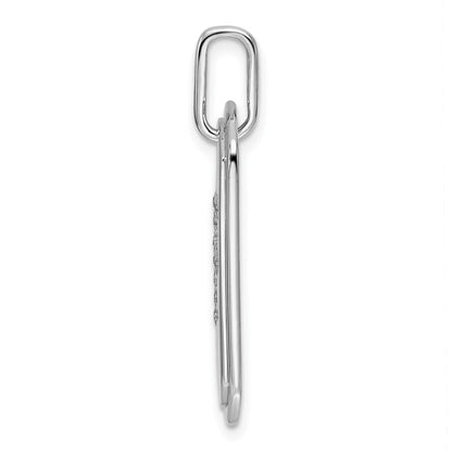 14K Weißgold Diamant-Initial-F-Hundemarke-Charm