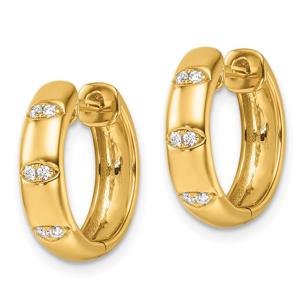 14K Gelbgold Ausgefallene Diamant-Creolen mit Scharnierverschluss, 0,125 ct