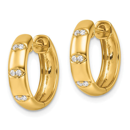 14K Gelbgold Ausgefallene Diamant-Creolen mit Scharnierverschluss, 0,125 ct