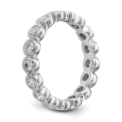 14K Weißgold Poliert Größe 7 Zargenfassung-set 1 Karat Diamant Komplett Memoire Ehering Ring