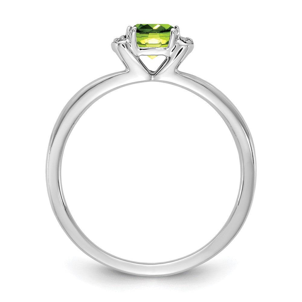 14K Weißgold Poliert Diamant und Peridot Mode Ring