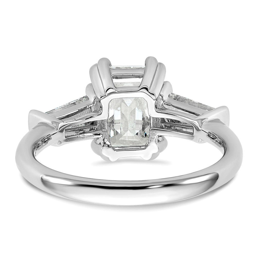 14K Weißgold 3/4ct Im Labor Gezüchtet Diamant Vs+ F+ Smaragd Mittig Halbfassung Eng Ring