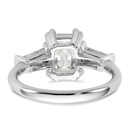 14K Weißgold 3/4ct Im Labor Gezüchtet Diamant Vs+ F+ Smaragd Mittig Halbfassung Eng Ring