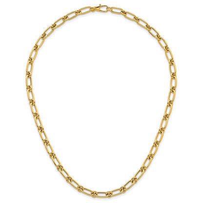 14K Gelbgold Poliert 6mm Oval und Kreis Glieder 18 Zoll Halskette