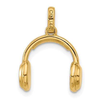 14K Gelbgold Fancy-Kopfhörer-Charm
