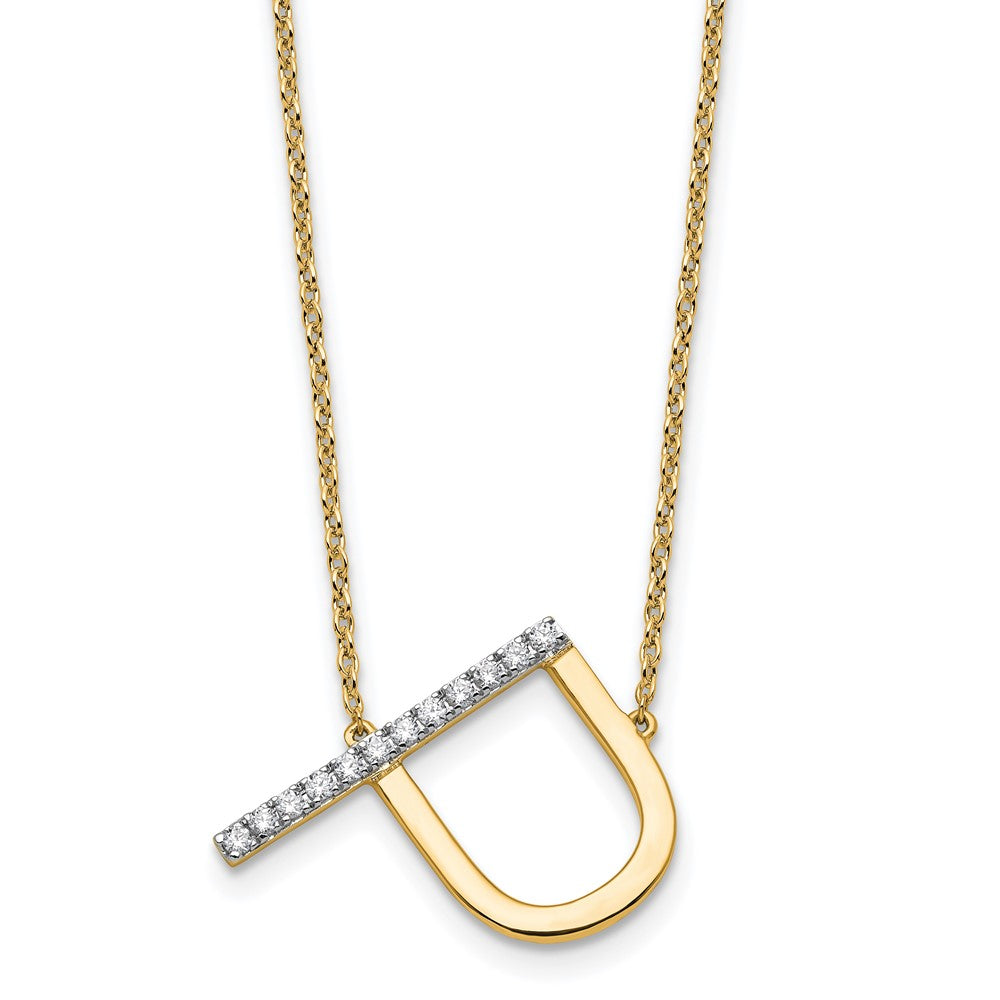 14K Gelbgold Seitlich Diamant Initiale P 18 Zoll Halskette