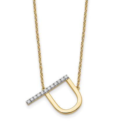 14K Gelbgold Seitlich Diamant Initiale P 18 Zoll Halskette