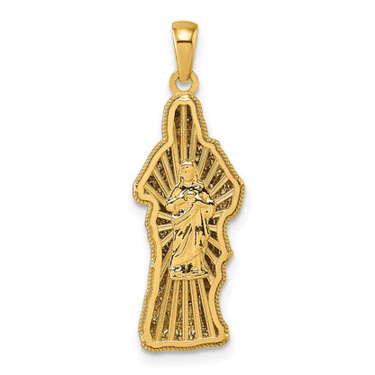 14K Gelbgold mit zweifarbigem, poliertem Herz-Jesu-Anhänger