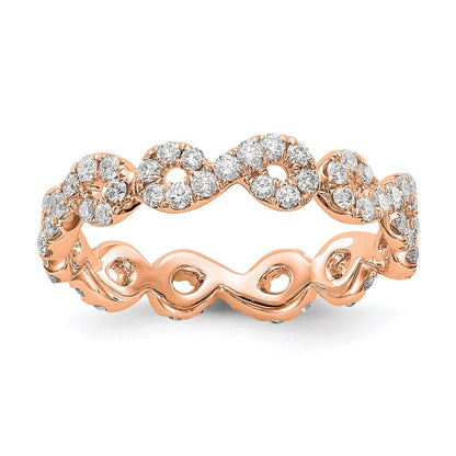 14K Roségold Poliert Unendlichkeit Shared U Krappen Größe 5 Diamant Memoire Ehering Ring